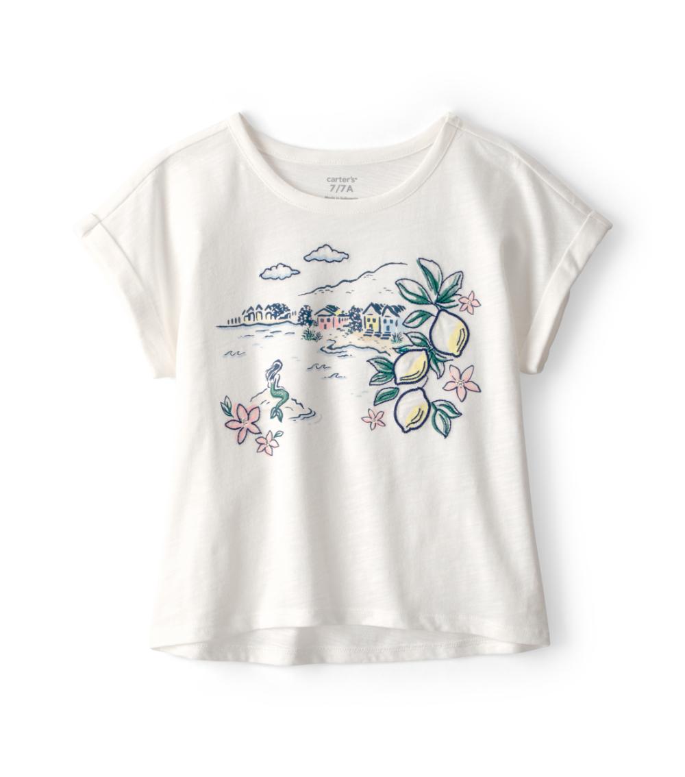 Carter's Toddler Girls Mermaid Landscape Top - White