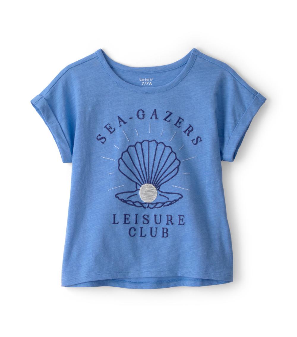 Carter's Toddler Girls Seashell Top - Blue