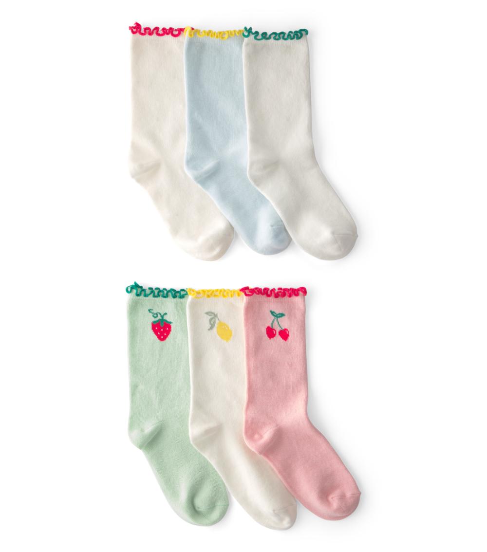 Carter's Toddler Girls 6 Pack Crew Fruit Socks, Multicolor