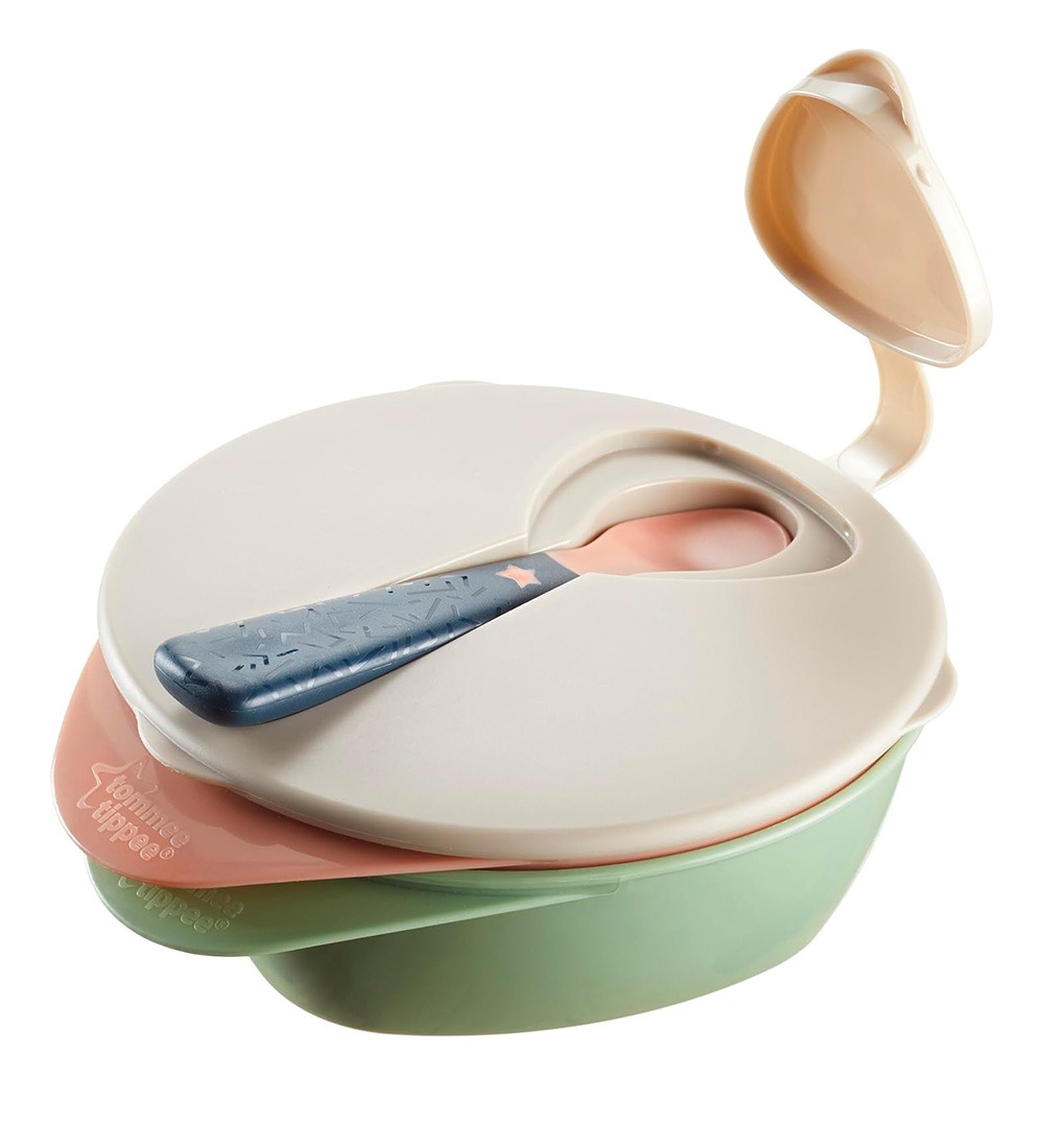 TOMMEE TIPPEE Explora Easy Scoop Feeding Bowl X 2 Lid And Spoon Blue