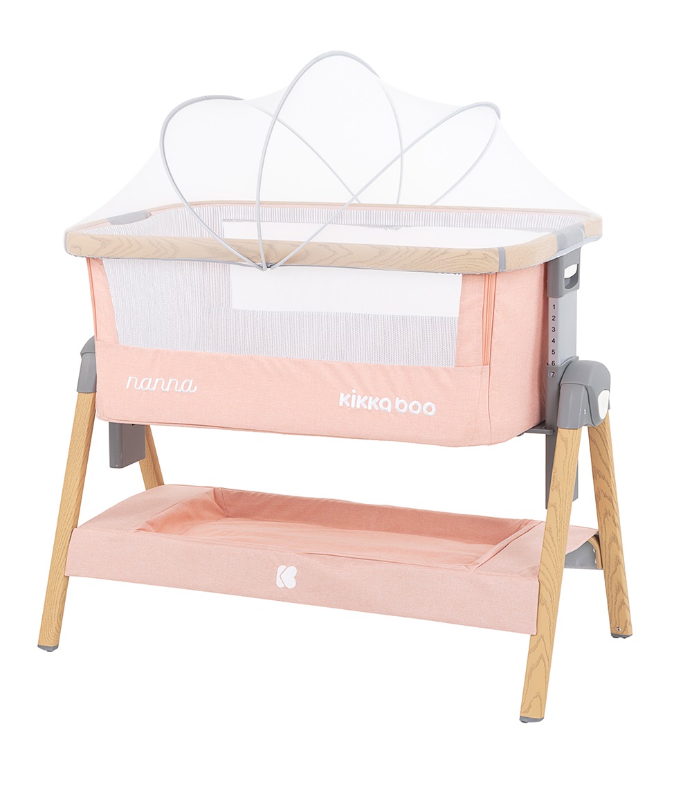 KIKKABOO Bedside Crib Nanna Pink Wood 2020