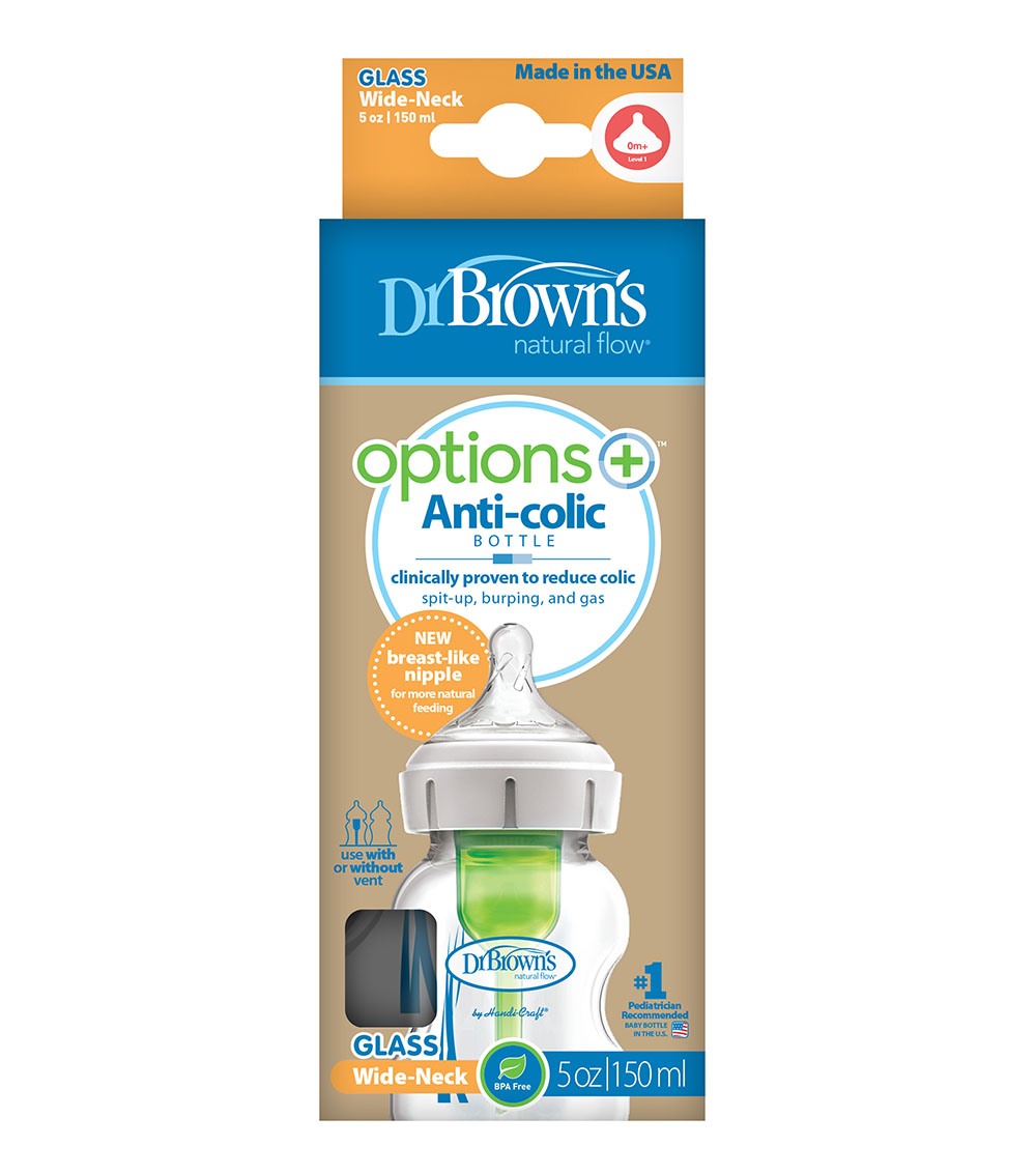 DR. BROWN'S 5 Oz/150 ML Glass Wide Neck Options Bottle