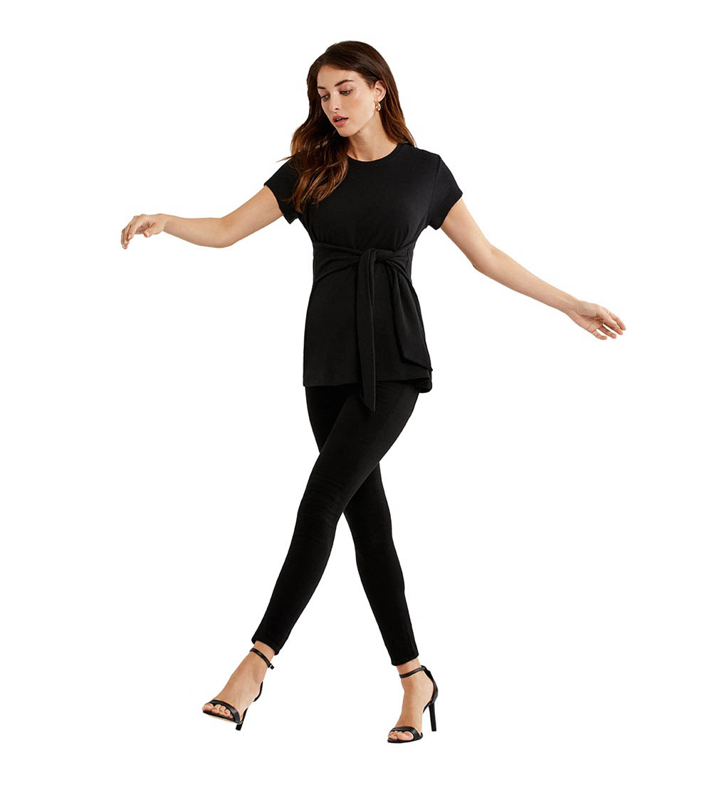 A PEA IN THE POD Crepe Tie Waist Top