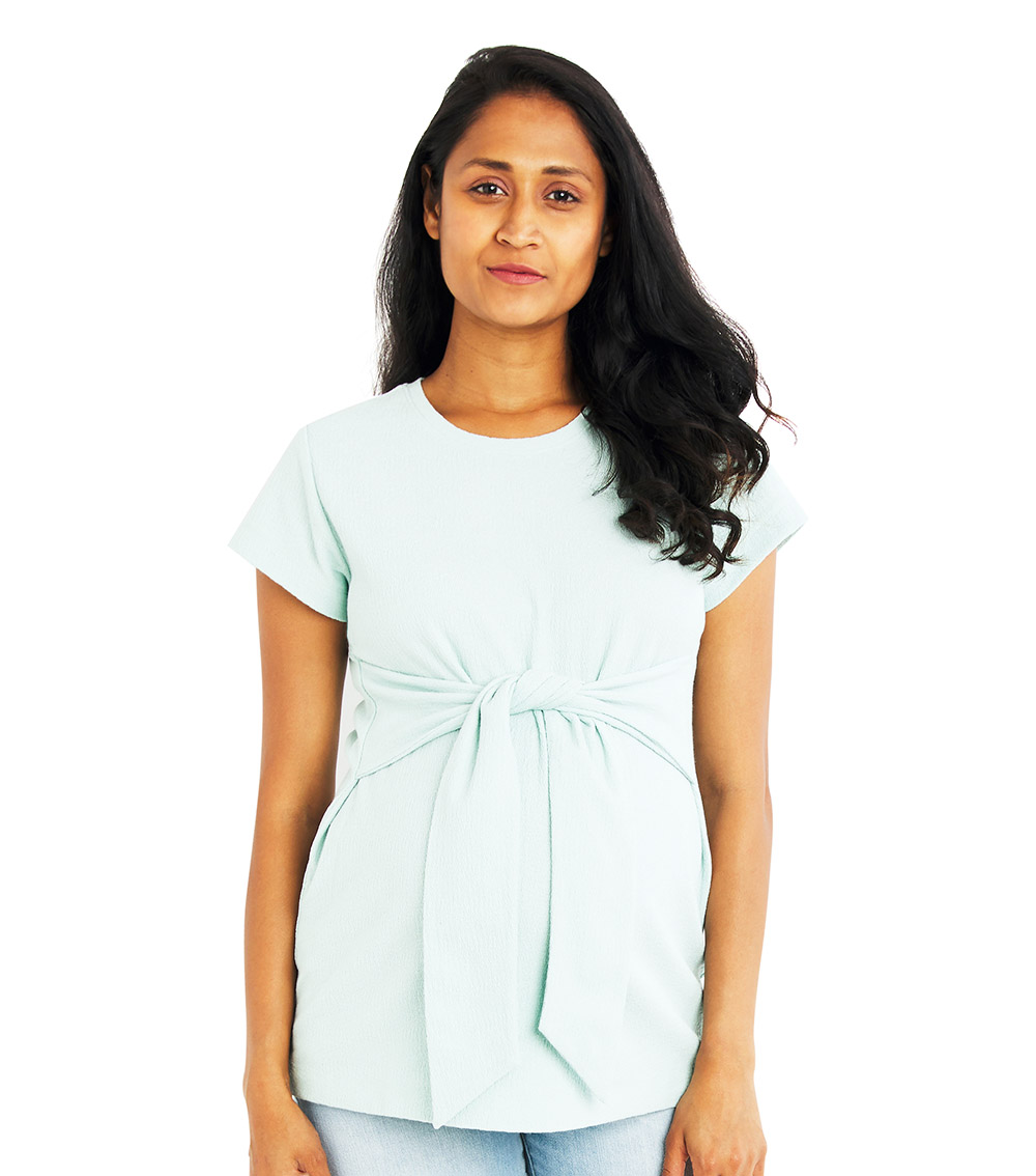 A PEA IN THE POD Crepe Tie Waist Top