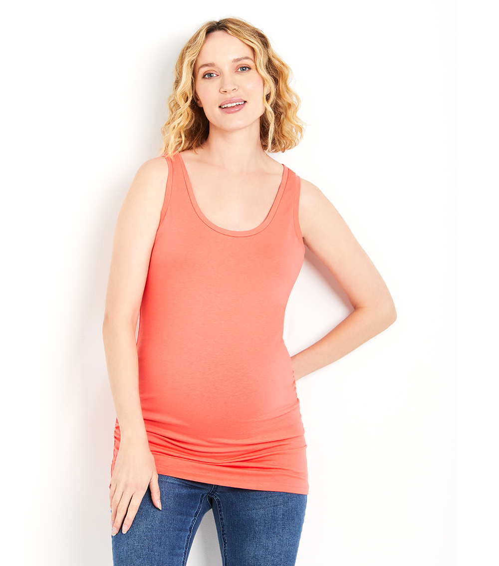 MOTHERHOOD MATERNITY Scoop Neck Side Ruche Tank