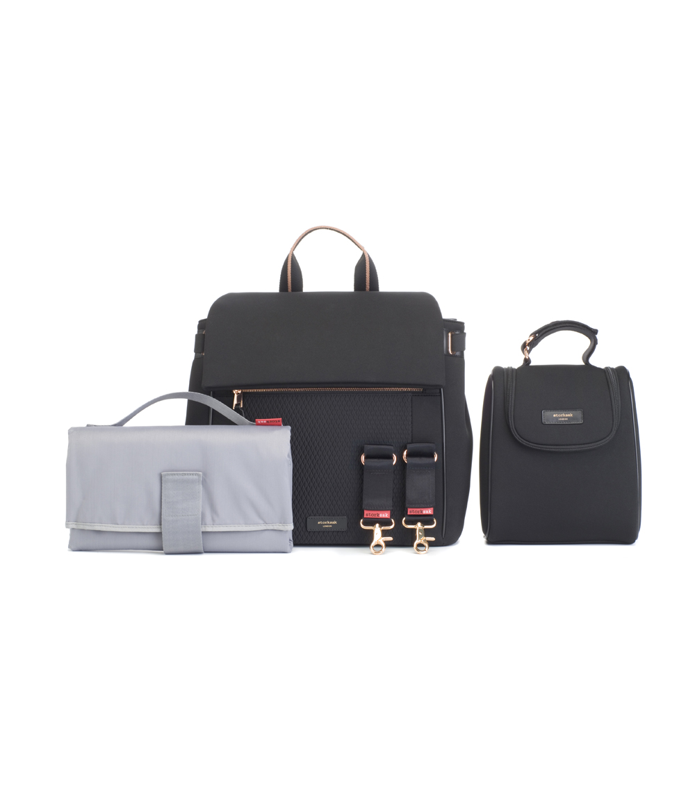 STORKSAK St. James Diaper Bag - Black Scuba