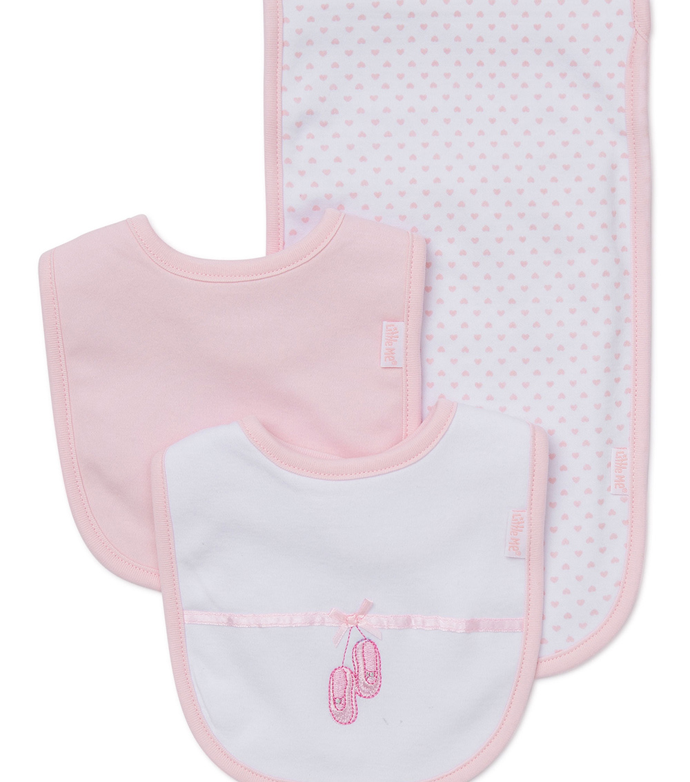 LITTLE ME 3-Piece Ballerina Bib And Burp Set