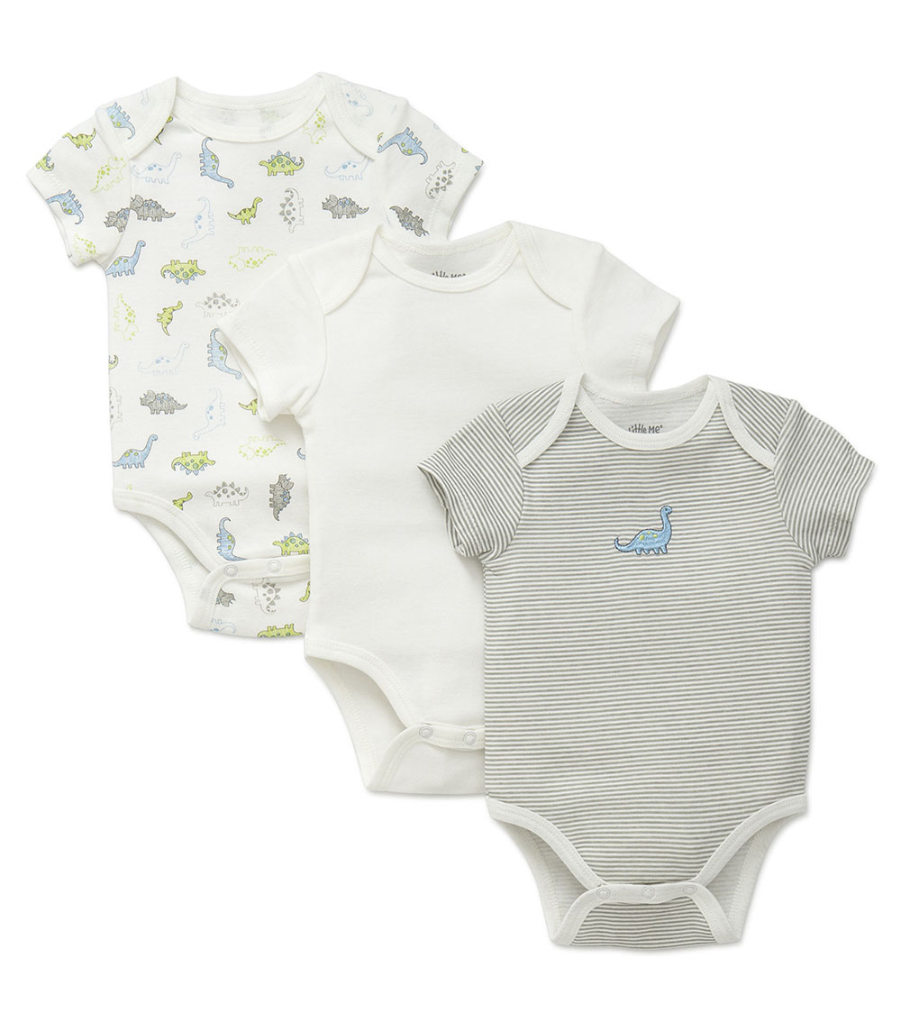 LITTLE ME 3-Pack Dino Bodysuit