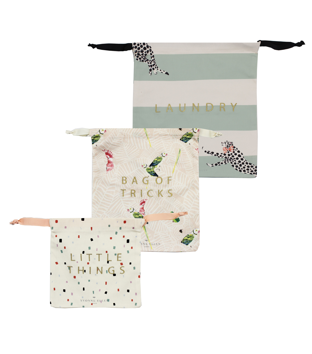 YVONNE ELLEN Cotton Bags Cockatoo Cheetah - (x3)