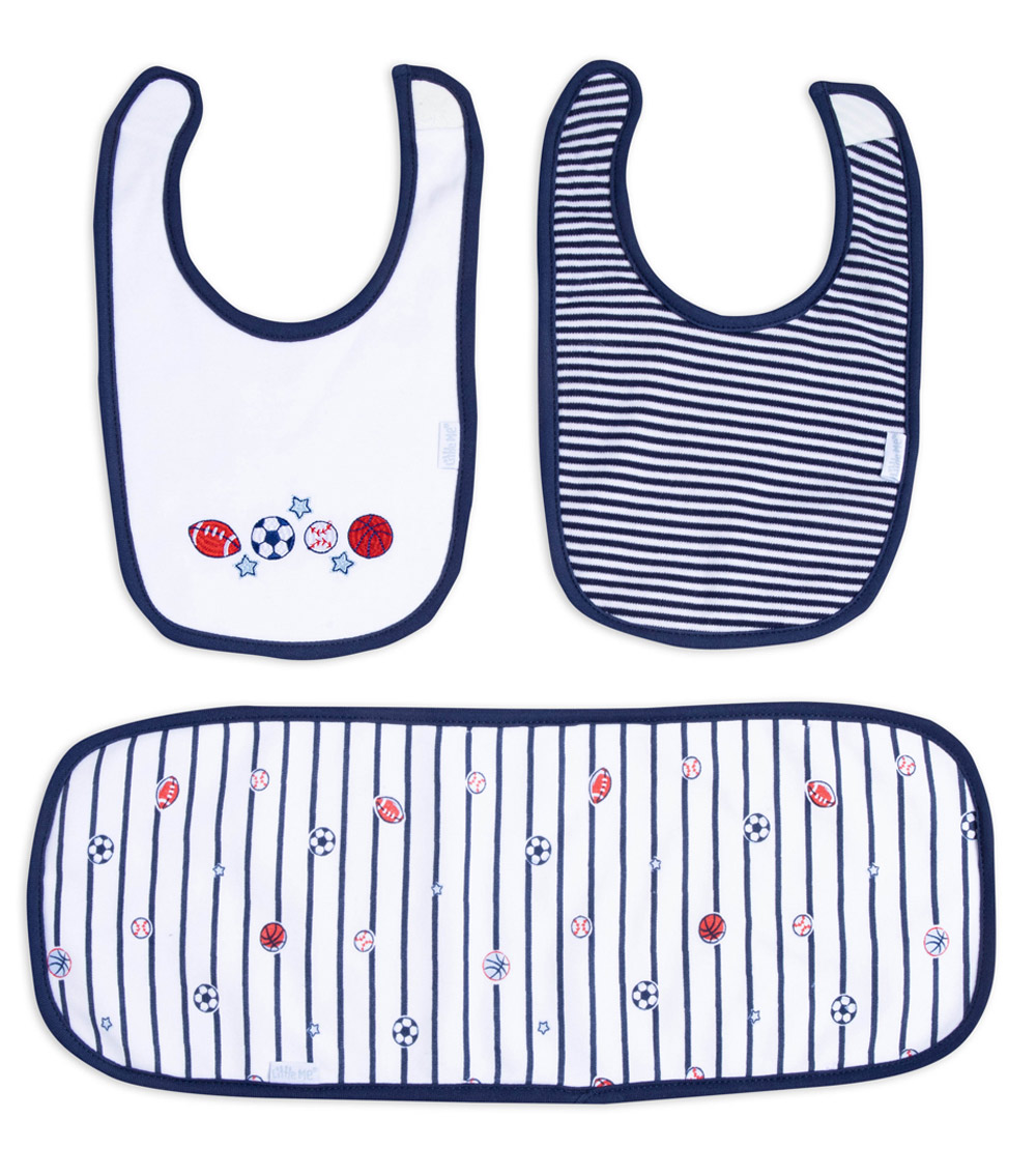 LITTLE ME 3-Pack Sport Star Bib And Burp Set