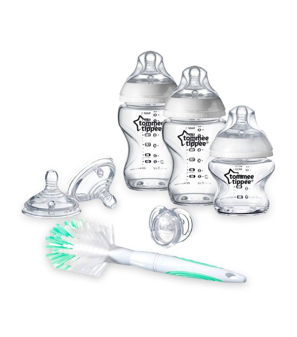 TOMMEE TIPPEE Closer to Nature Glass Feeding Bottle Kit, Starter Set - Clear