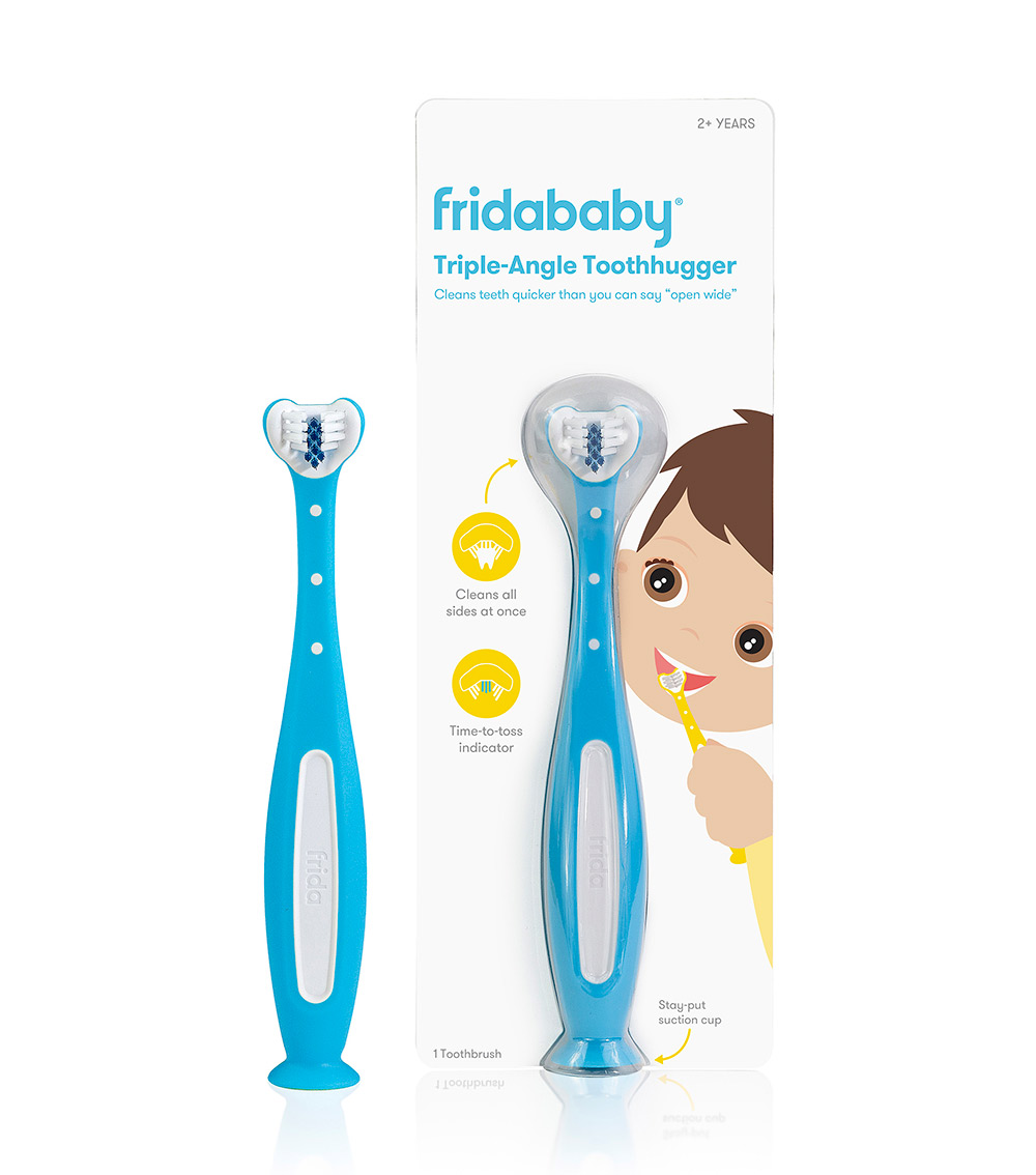 FRIDA Triple-Angle Toothhugger Training Toothbrush With Blue Bristles - Blue