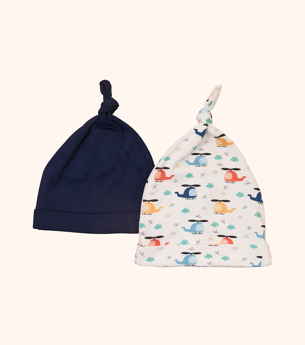 MOMSTORE Helicopter Printed Top-Knot Beanie Cap