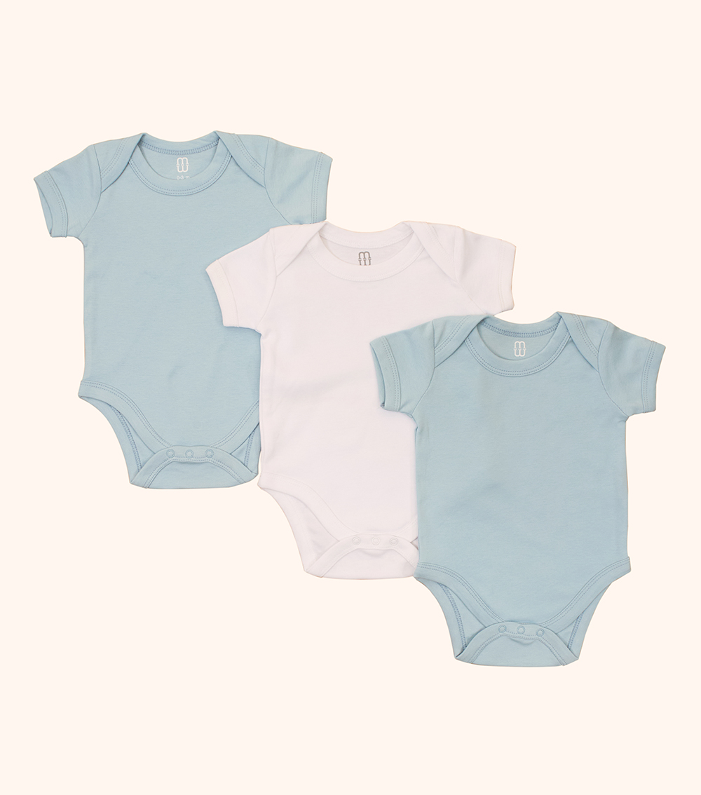 MOMSTORE 3-Piece Multicoloured Short-Sleeve Bodysuit Pack