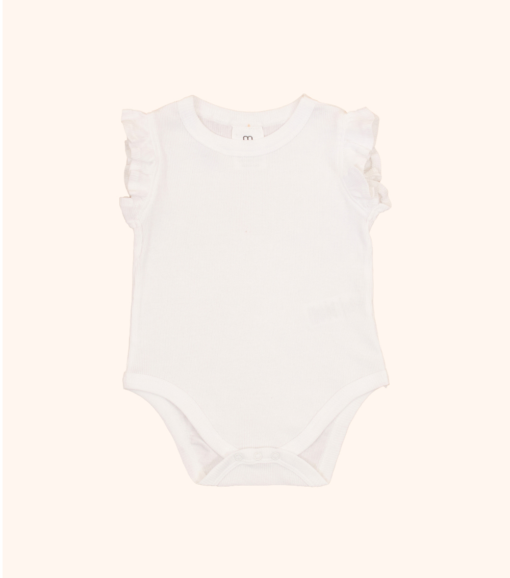 MOMSTORE 1-Piece Ribbed Ruffle-Sleeve Bodysuit