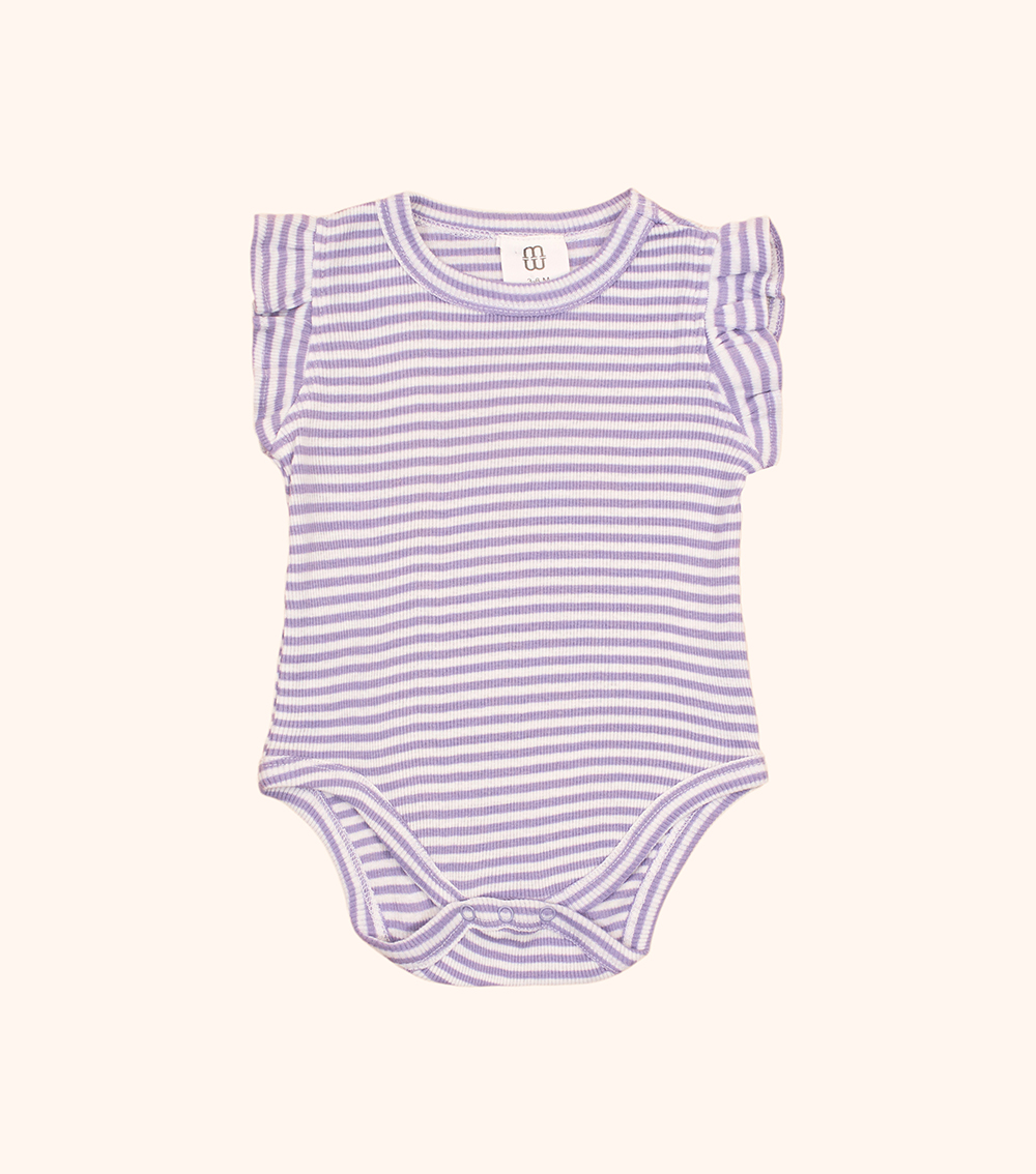 MOMSTORE Ribbed Ruffle Short-Sleeve Bodysuit