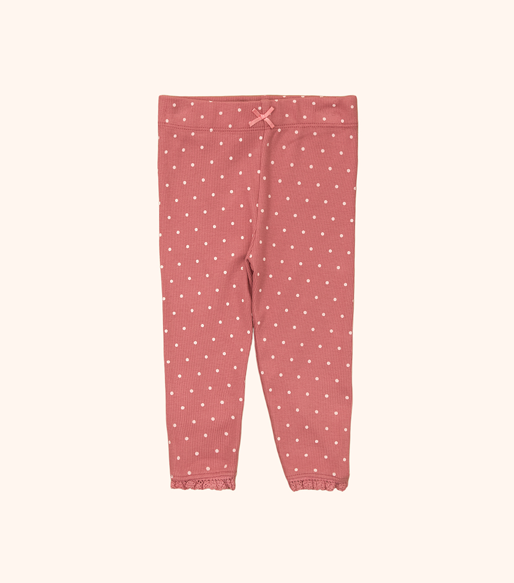 MOMSTORE Printed Ribbed Slip-On Lace Leggings