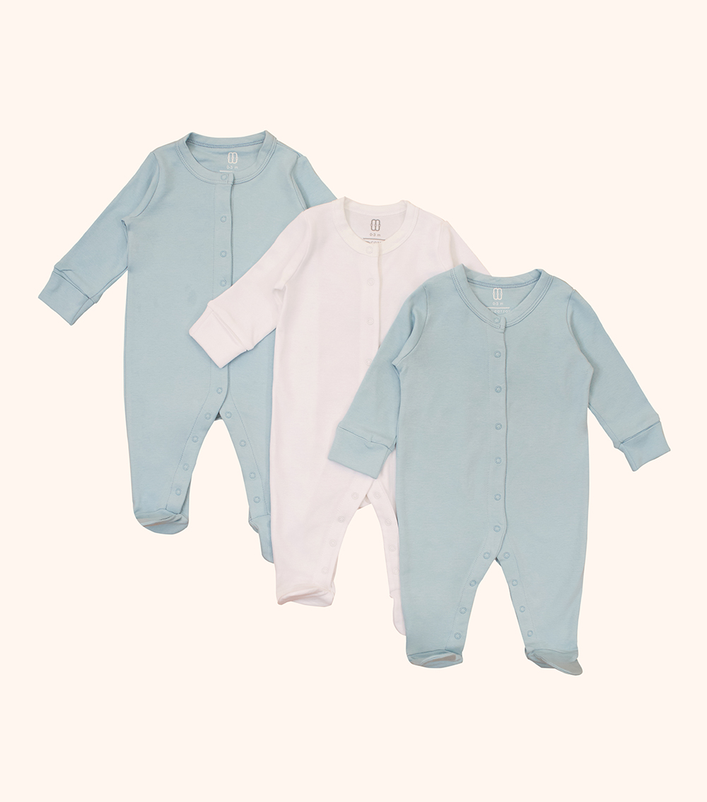 MOMSTORE 3-Piece Snap-Closure Sleepsuit Set