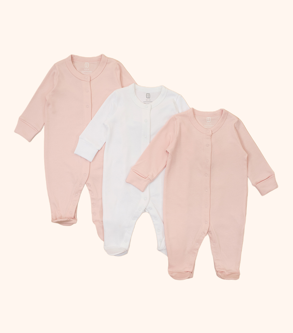 MOMSTORE 3-Piece Footie Sleepsuit Set