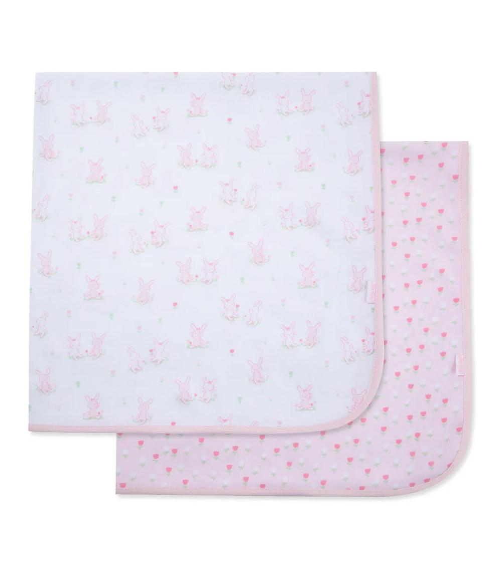 LITTLE ME Cuddly Tulip and Bunny Printed Receiving Blanket Set
