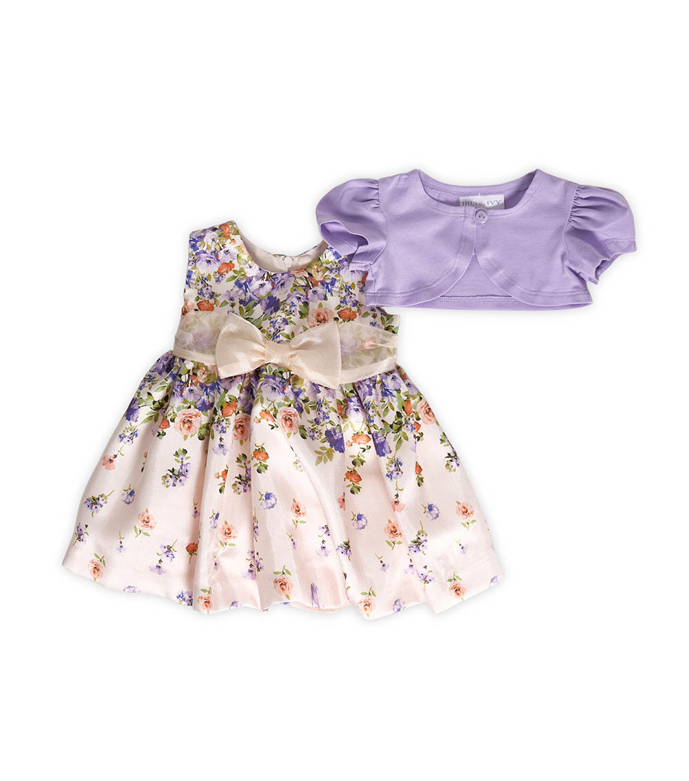 BONNIE BABY 2-Piece Floral Print Dress and Cardigan Set