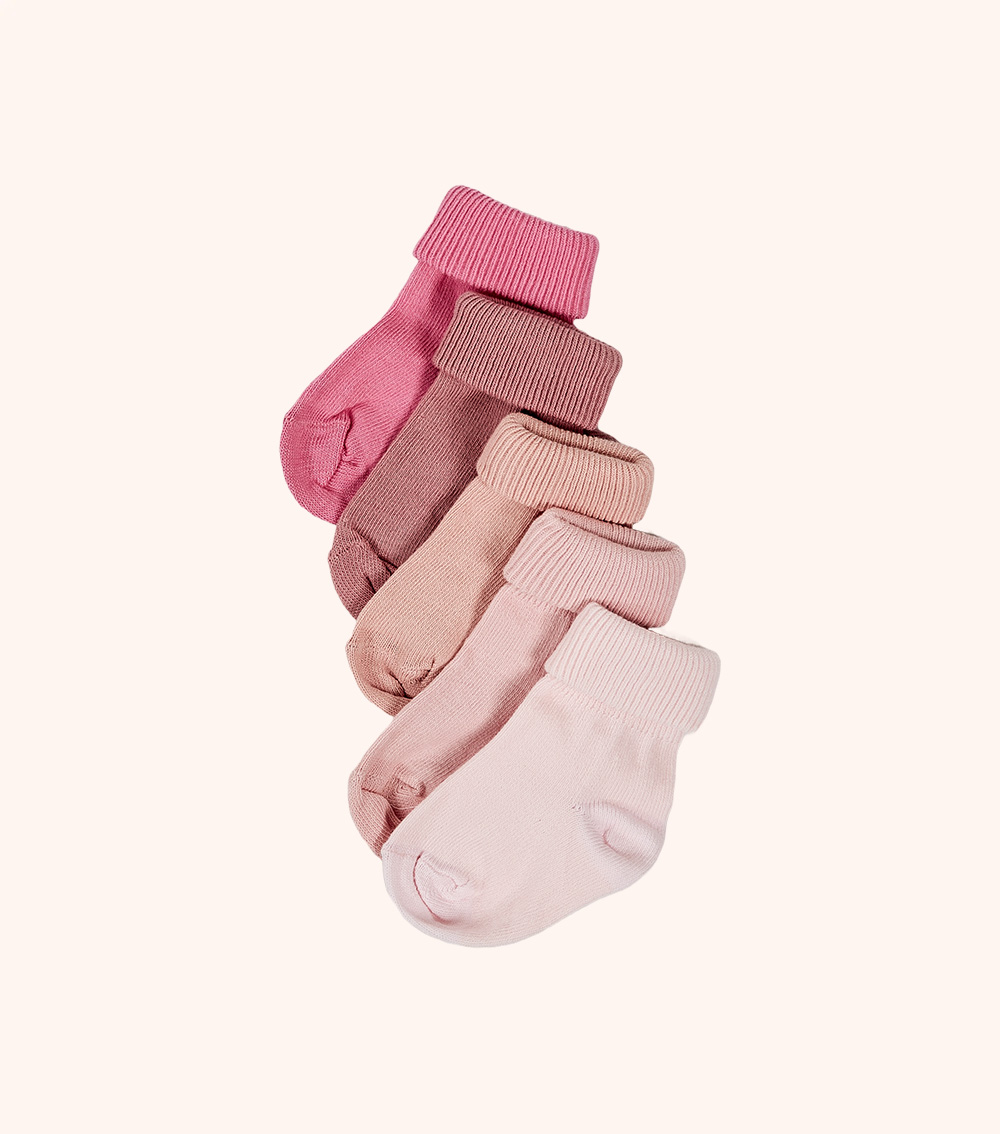 MOMSTORE 5-Pack Turnover Knit Socks (0-24M)