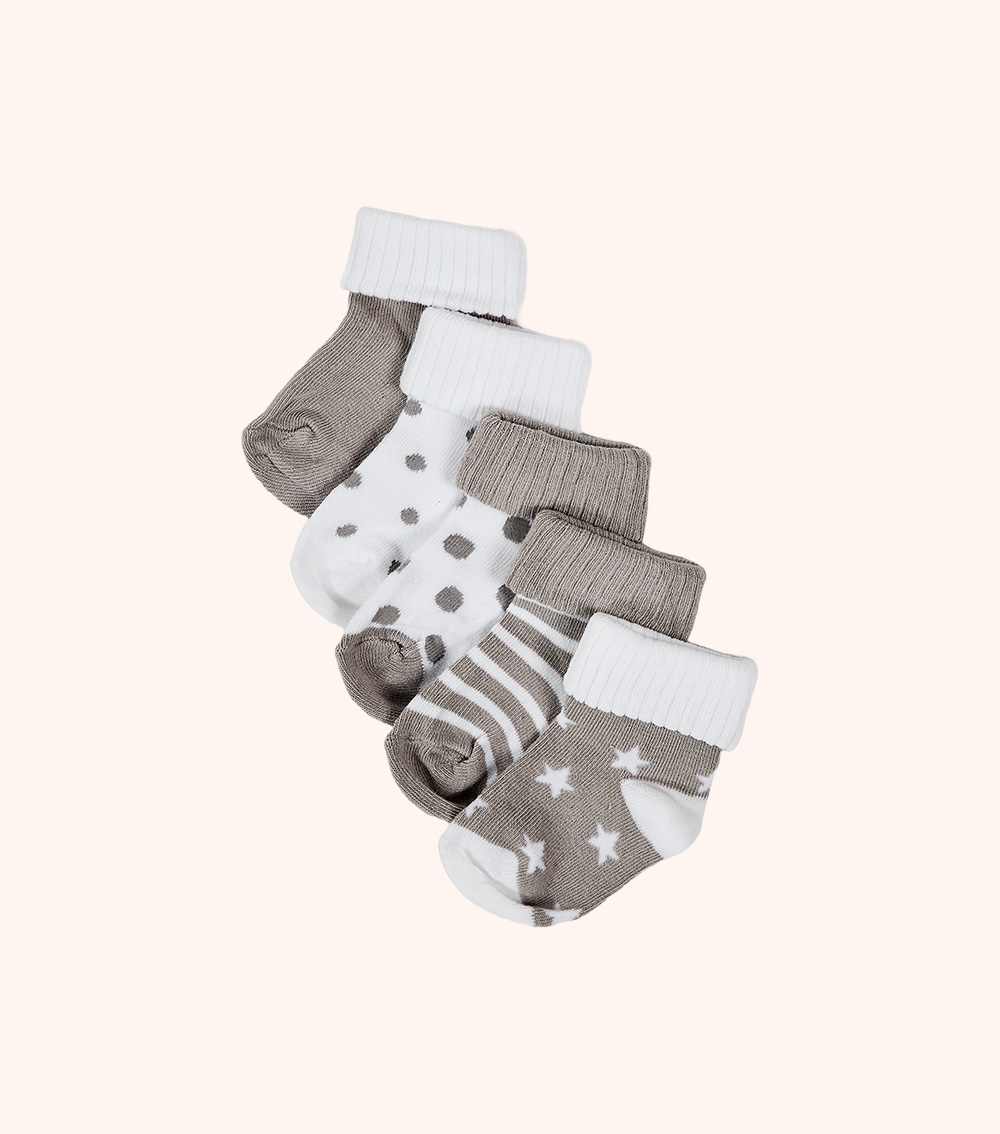 MOMSTORE 5-Pack Stripe Turnover Socks (0-24M)