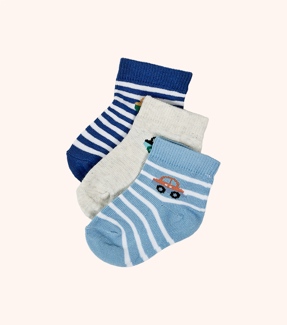 MOMSTORE 3-Pack Car Print Socks (0-24M)