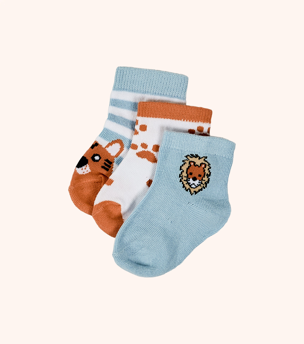 MOMSTORE 3-Pack Lion Print Socks (0-24M)