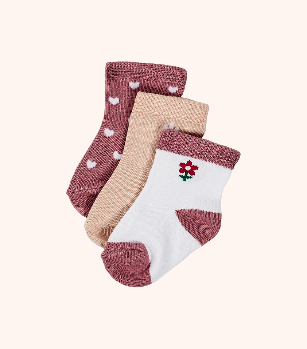 MOMSTORE 3-Pack Heart Print Socks (0-24M)