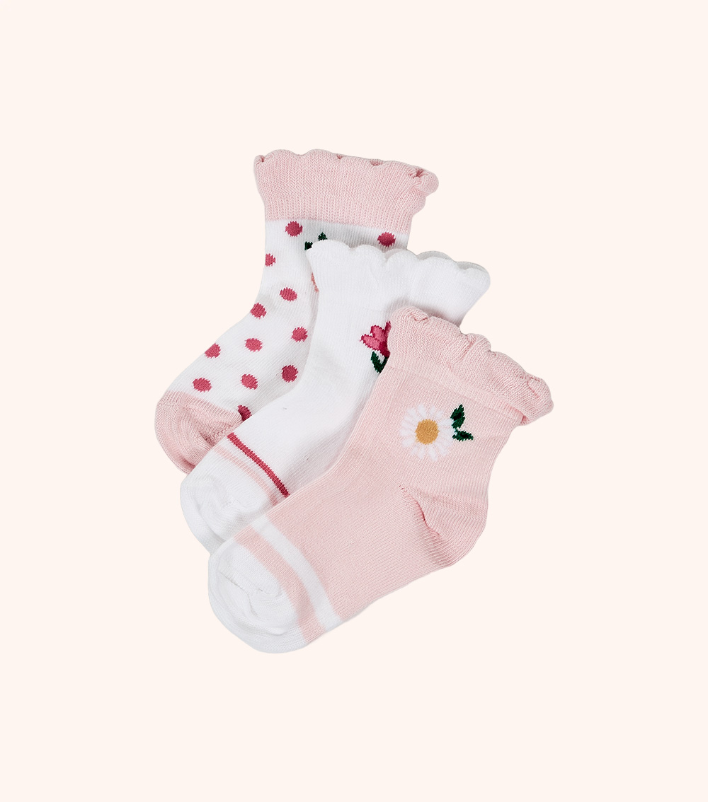 MOMSTORE 3-Pack Polka Dot Picot Socks (6-24M)