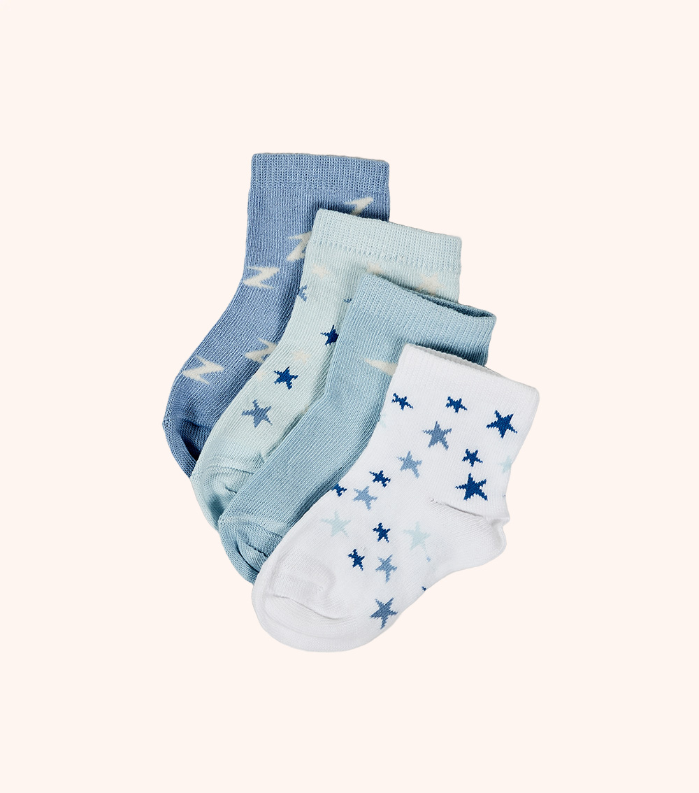 MOMSTORE 4-Pack Star Print Socks (6-24M)