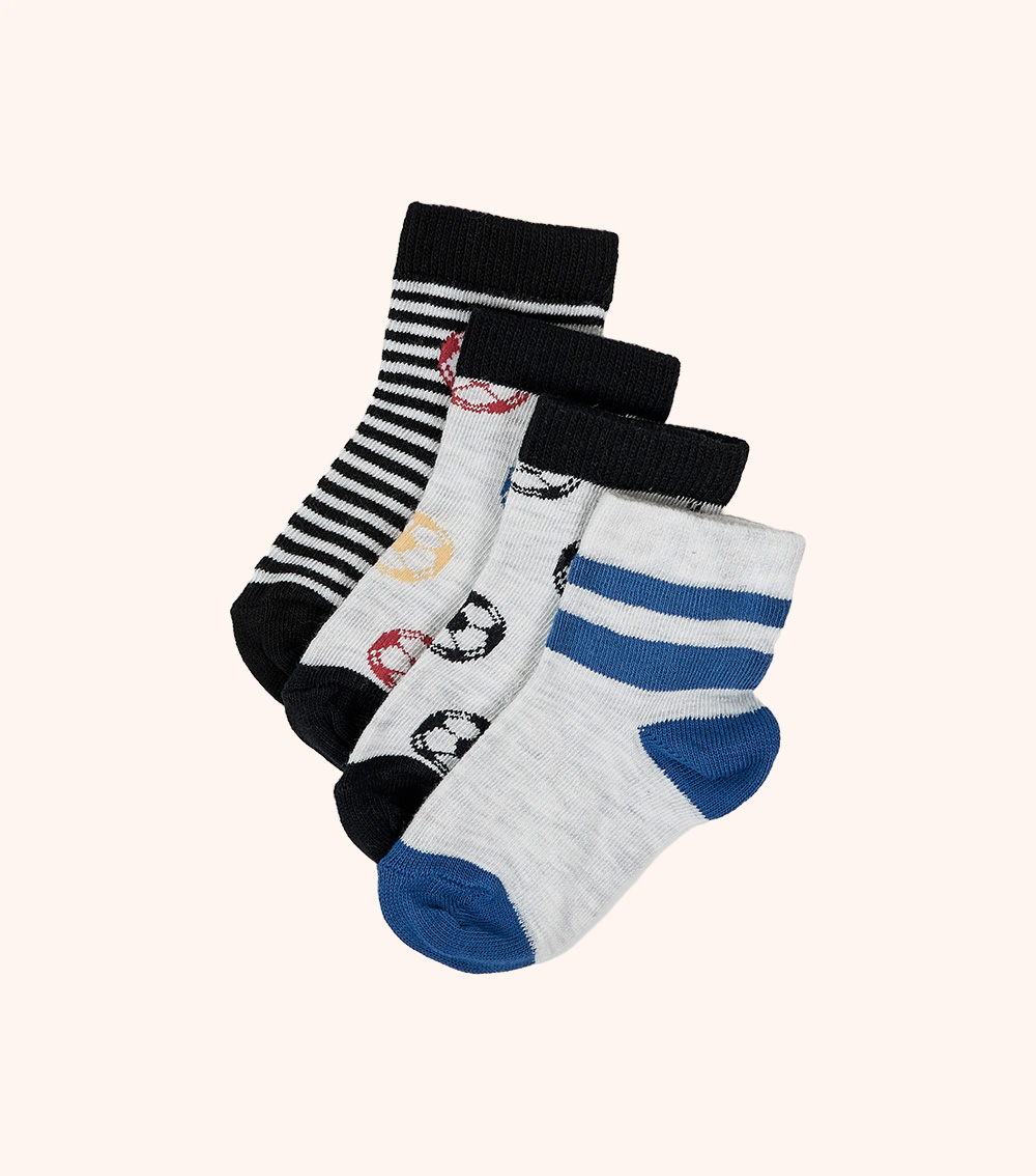 MOMSTORE 4-Pack Football Print Socks (6-24M)