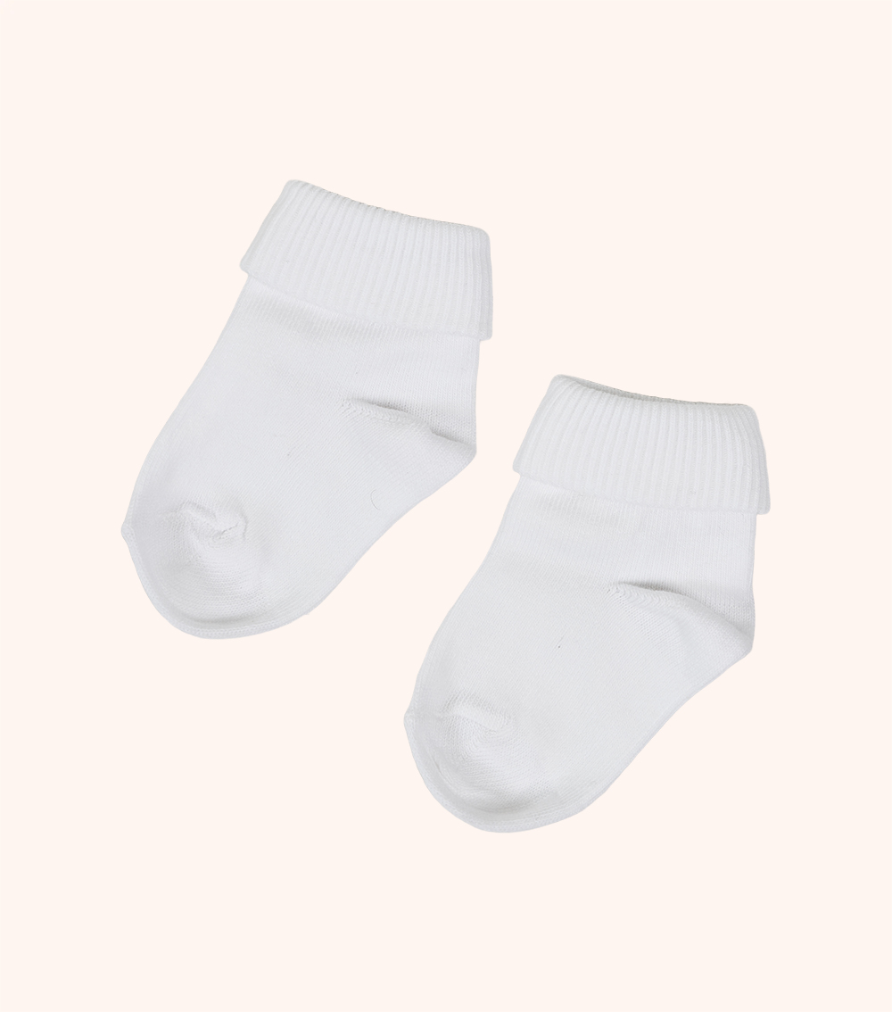 MOMSTORE 5-Pack Turnover Socks - White (0-24M)