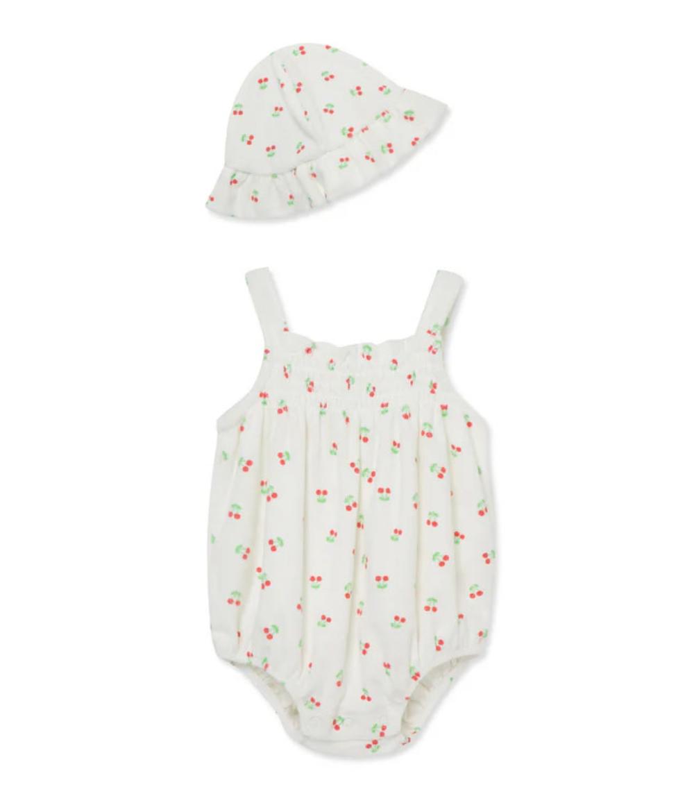 LITTLE ME 2-Piece Cherry Printed Terry Bubble Set