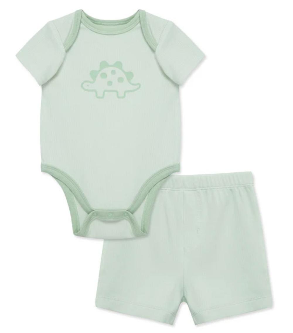 LITTLE ME 2-Piece Dino Printed Shorts Set