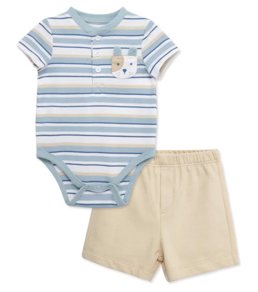 LITTLE ME 2-Piece Striped Shorts Set