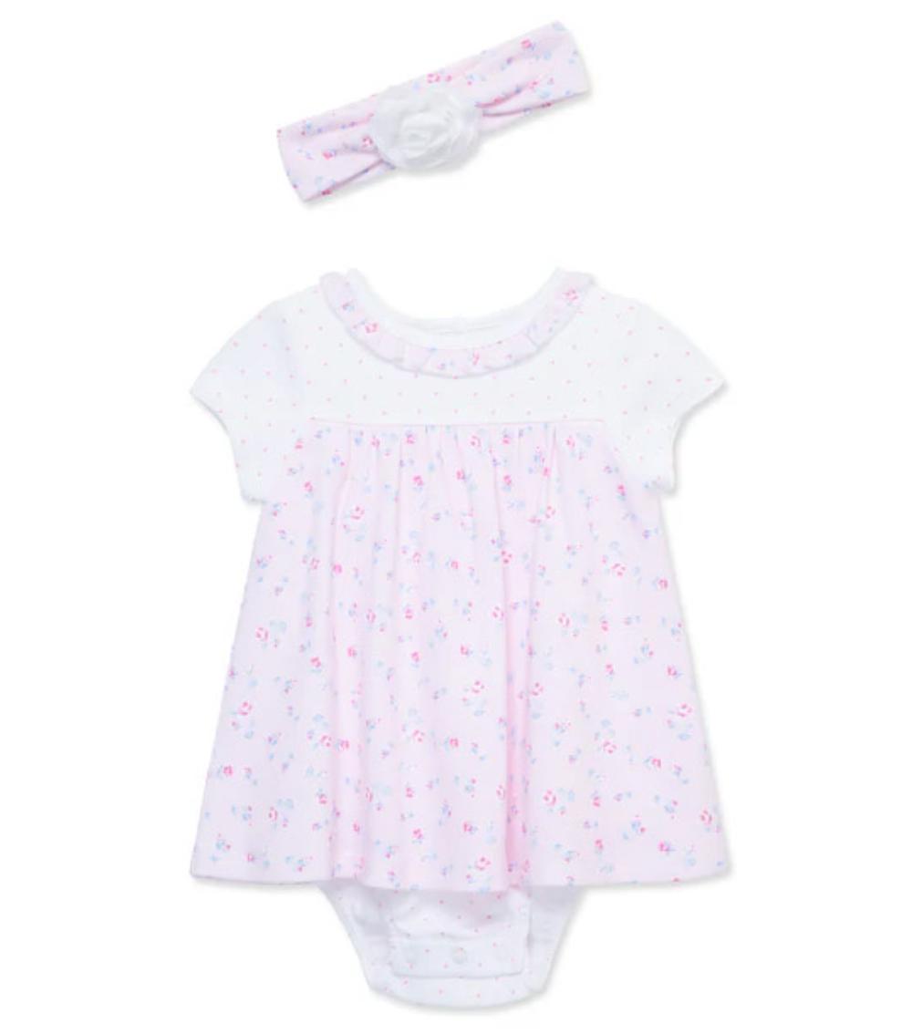 LITTLE ME 2-Piece Rosebud Printed Popover Set