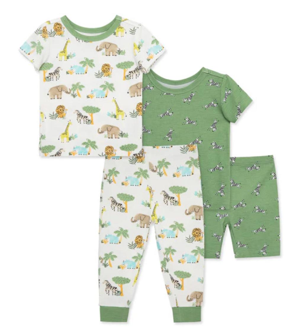 LITTLE ME 4-Piece Safari Printed Pyjamas Set