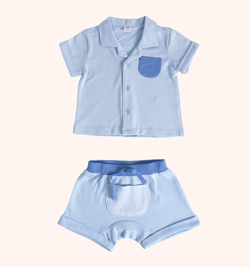 MOMSTORE 2-Piece Stripe T-Shirt and Shorts Set, Blue (6-24M)