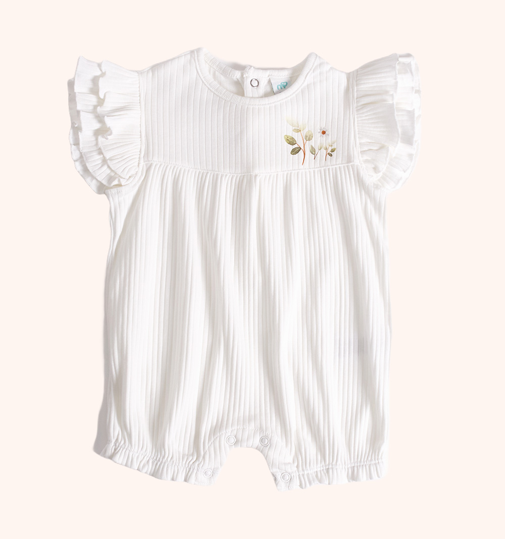 MOMSTORE Floral Print Romper, White (6-24M)