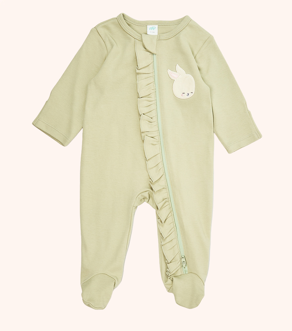 MOMSTORE Bunny Print Sleepsuit, Green (0-18M)