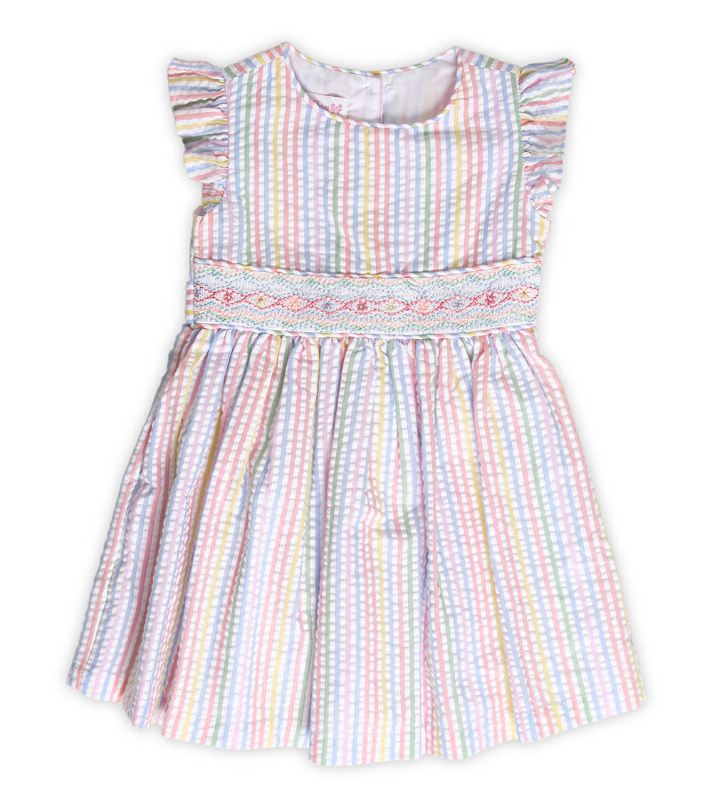 BONNIE BABY Rainbow Smocked Dress