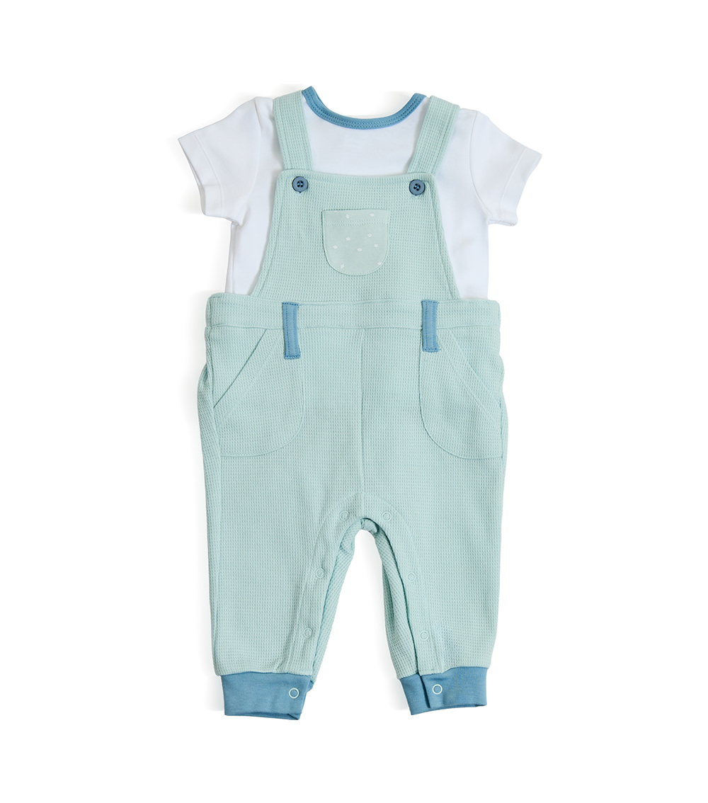 MOMSTORE 2-Piece T-Shirt and Dungaree Set, Green