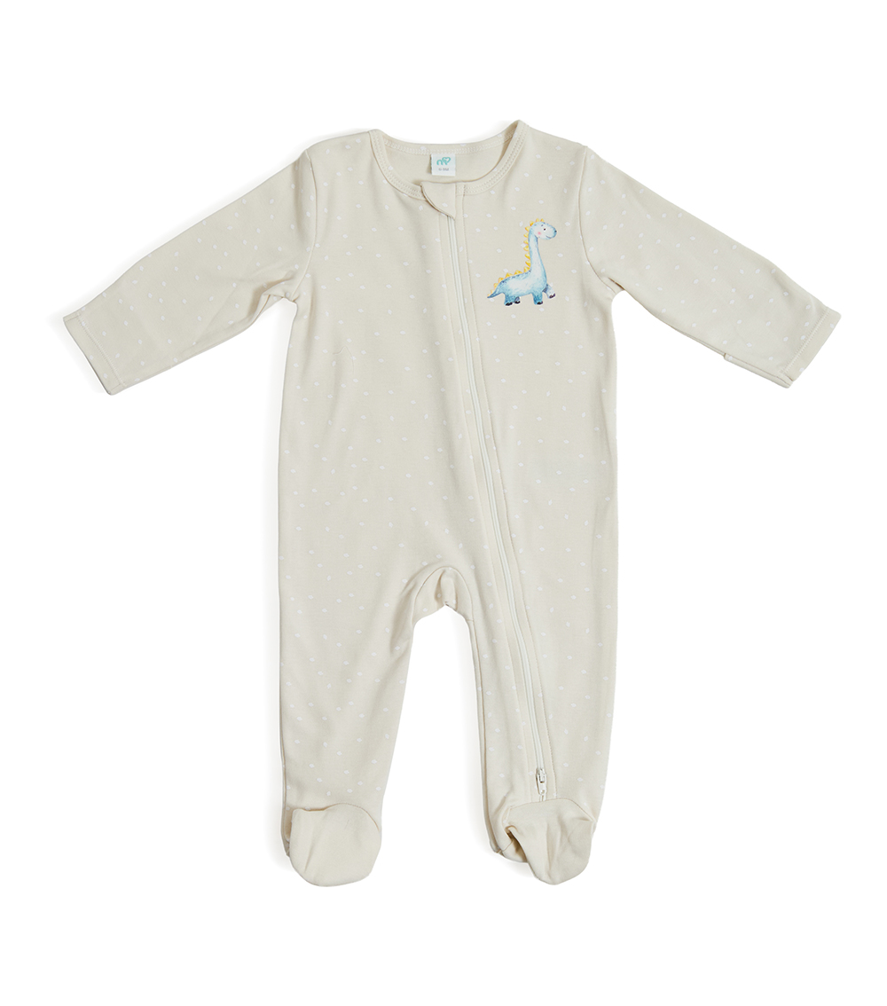 MOMSTORE 1-Piece White Dot Print Sleepsuit, Multicolor