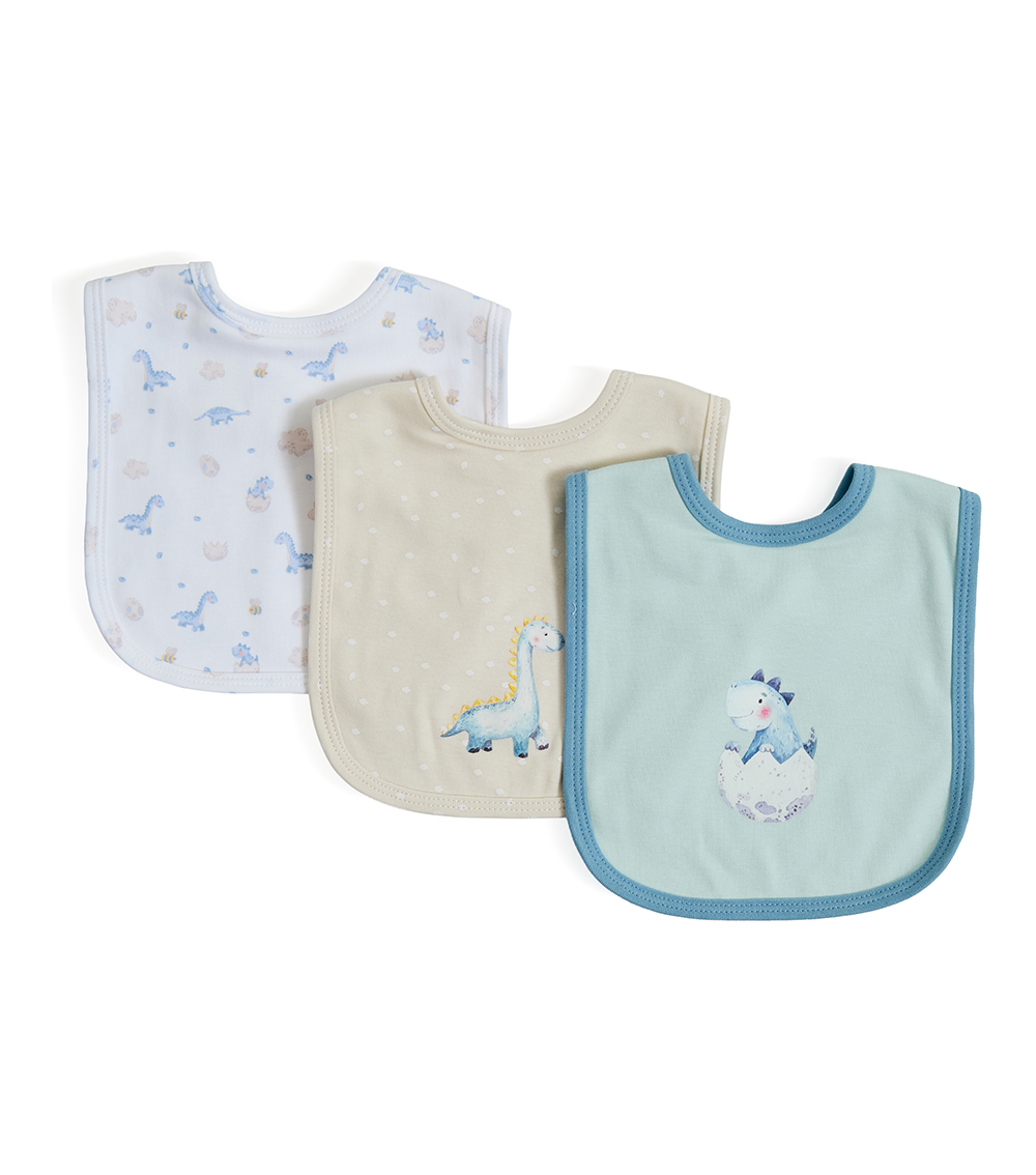 MOMSTORE Dinosaur Print 3 Piece Bib Set