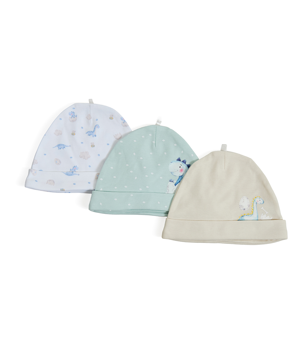 MOMSTORE Dinosaur Print Kids Hat Set of 3 Pieces
