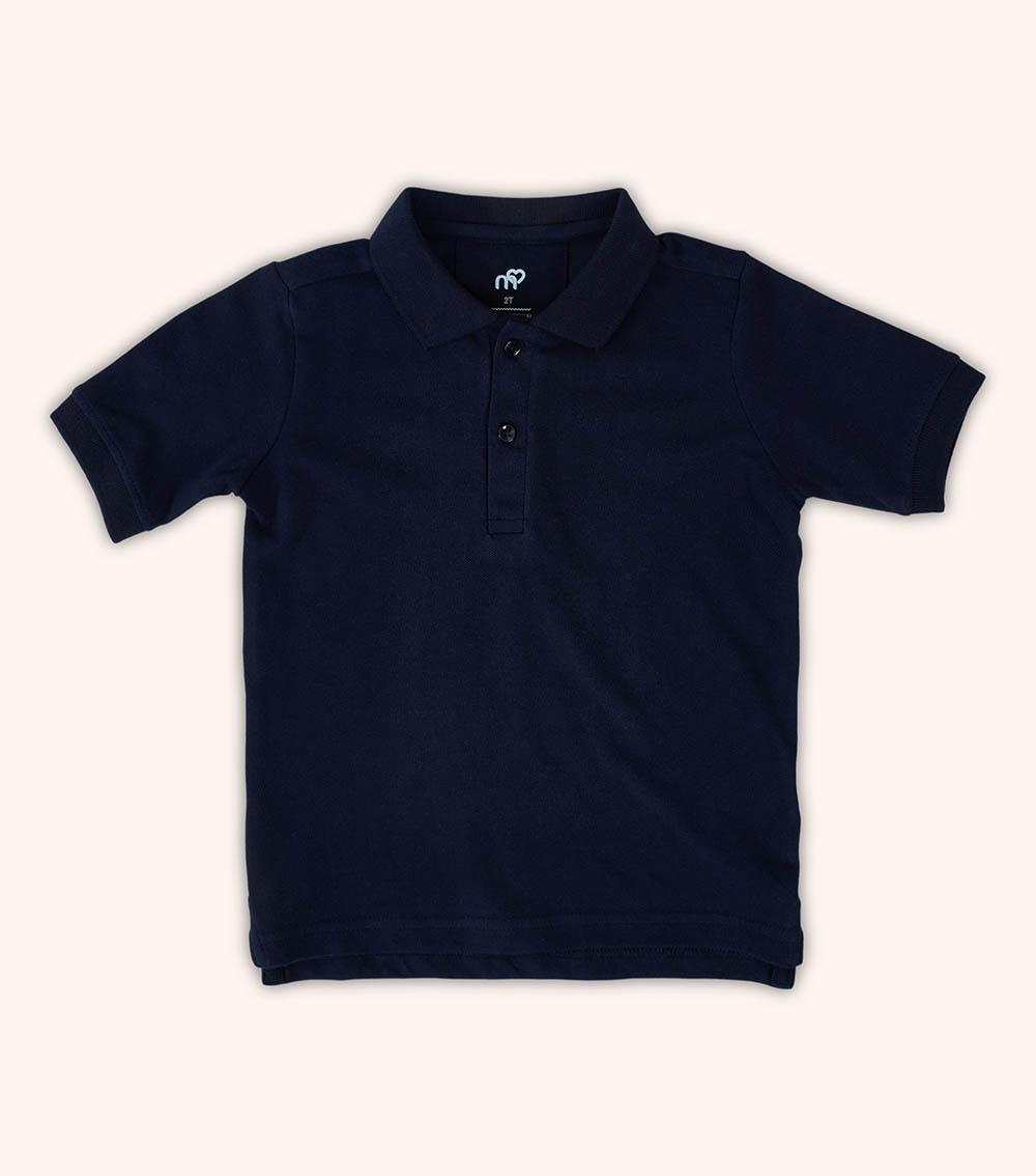 MOMSTORE Short-Sleeve Polo Tee - Navy