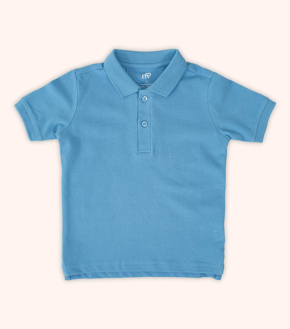 MOMSTORE Short-Sleeve Polo Tee - Light Blue