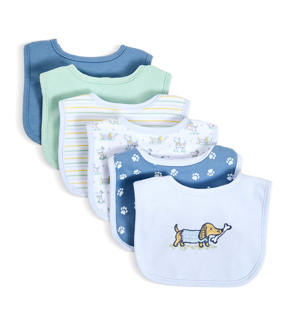 LITTLE ME Boy Floral Waterproof Lining 6 Piece Set Of Bibs, Multicolor